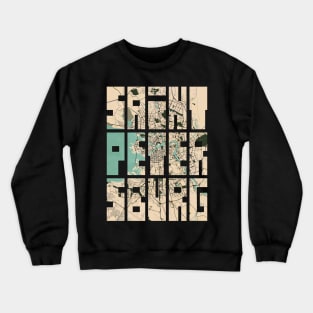 Saint Petersburg, Russia City Map Typography - Vintage Crewneck Sweatshirt